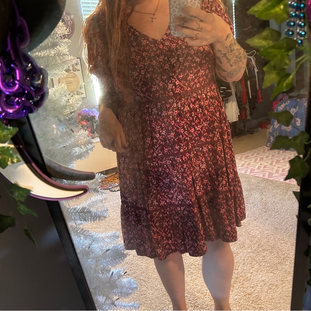Wild Fable Floral Midi Dress - Black and Pink